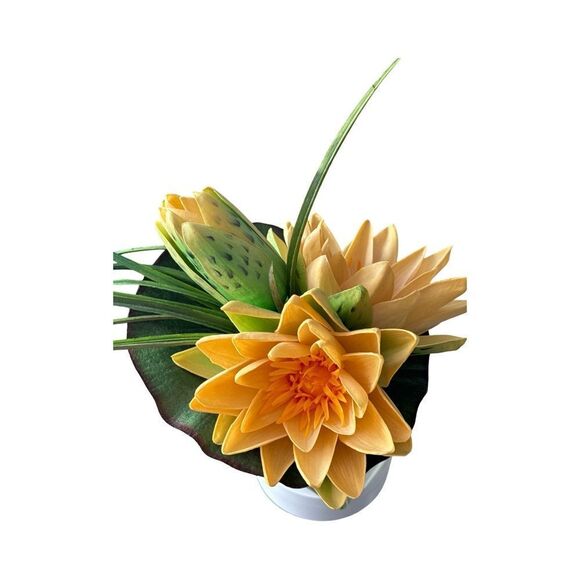 Lotus Blossom & Lily Pad Silk Flower Arrangement - Picture 5 of 5